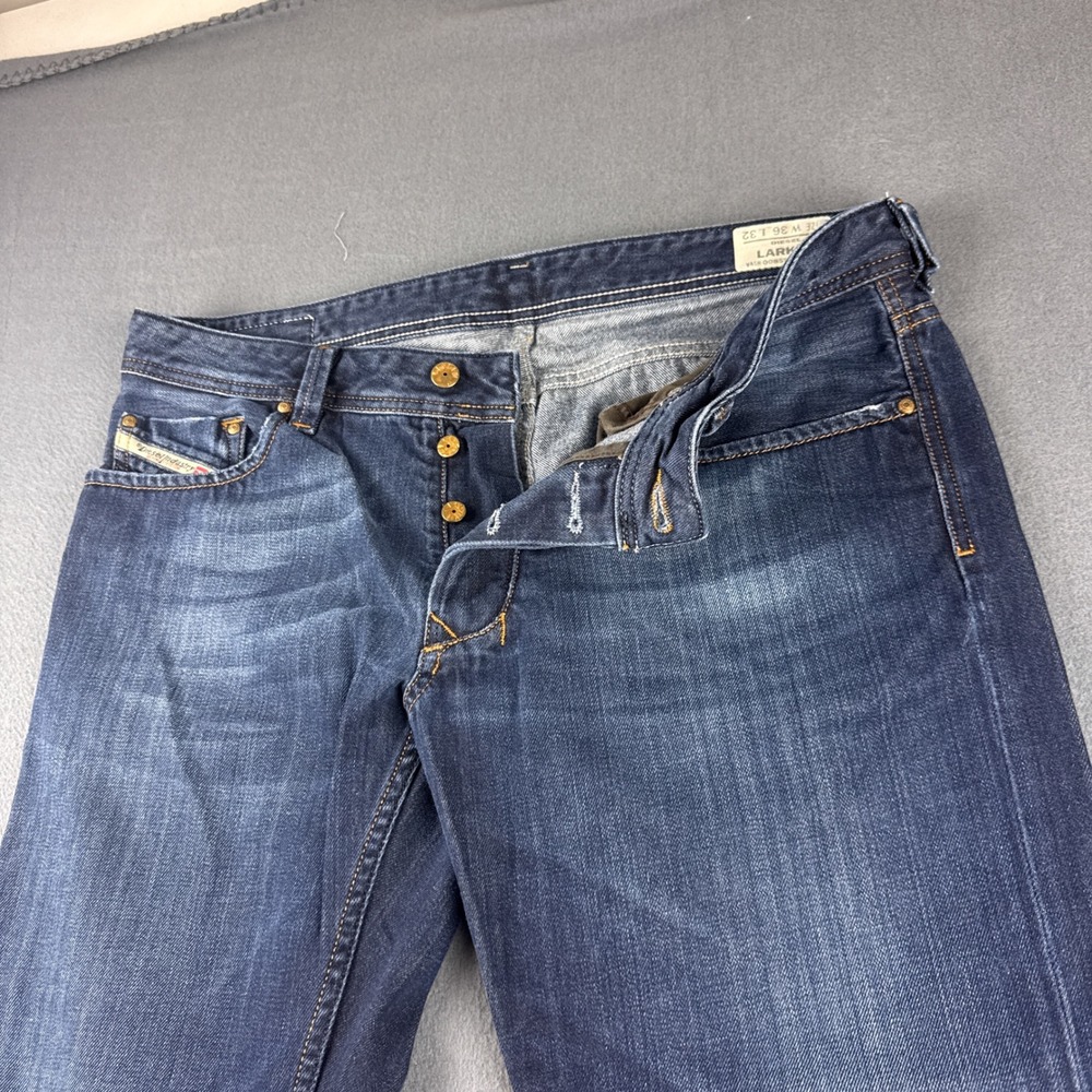Diesel Larkee Jeans Men's 36x32 (Fits 37x33) Blue Straight Button Fly Wash 008ST